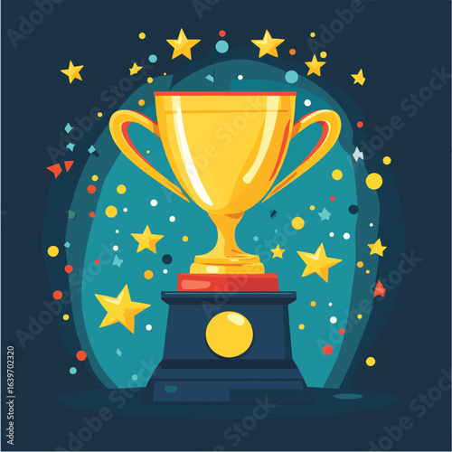Winner award ceremony, vector style simple color