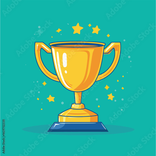 Winner award ceremony, vector style simple color