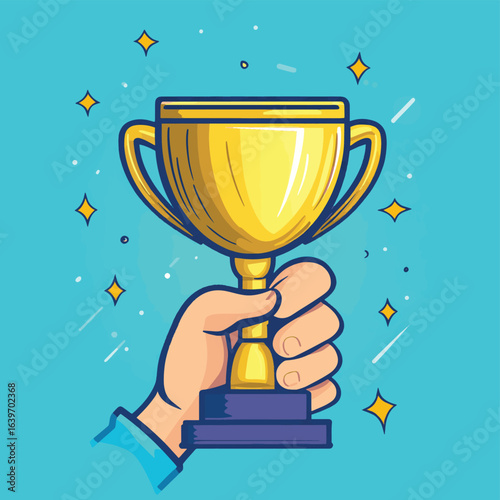 Winner award ceremony, vector style simple color