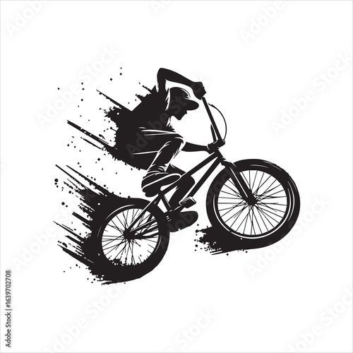 Dynamic Silhouette of a BMX Rider in MidAir 1.