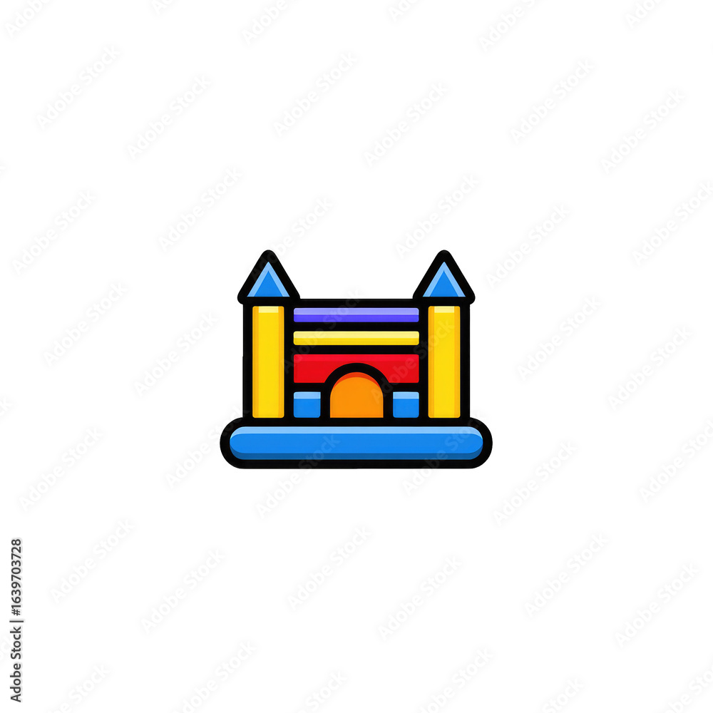 Obraz premium Colorful inflatable bouncy castle icon, outlined in simple shapes