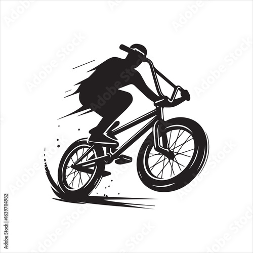 Silhouette of a BMX Biker Performing a Trick with Speed Lines.