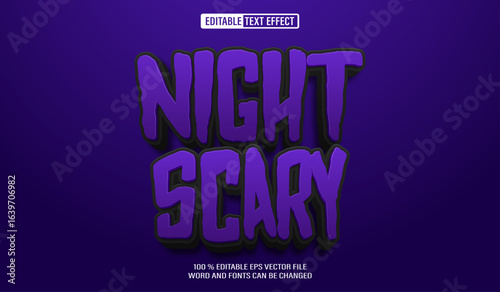 Editable 3d text style effect - Night Scary text effect Template
