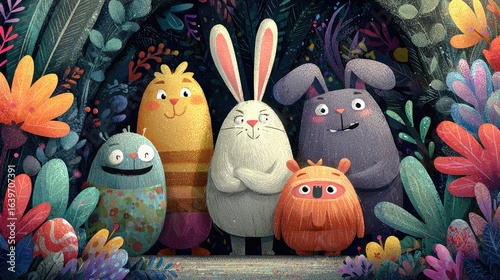 A Cartoon-Style Easter 2026 Celebration with the Bunny and Painted Eggs