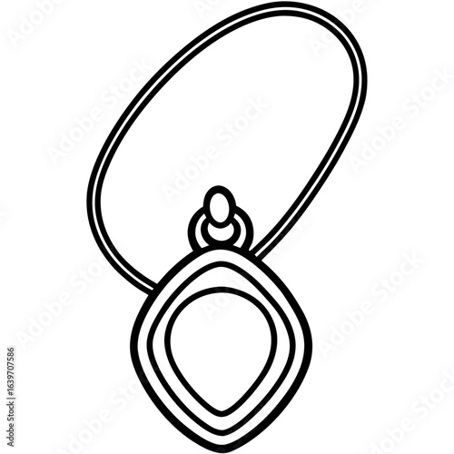 Locket Necklace line art vector