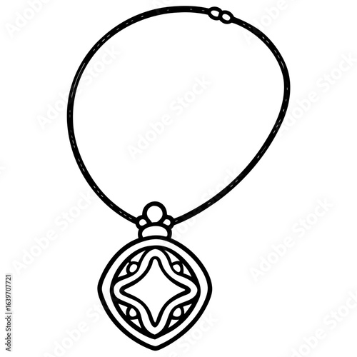 Locket Necklace line art vector