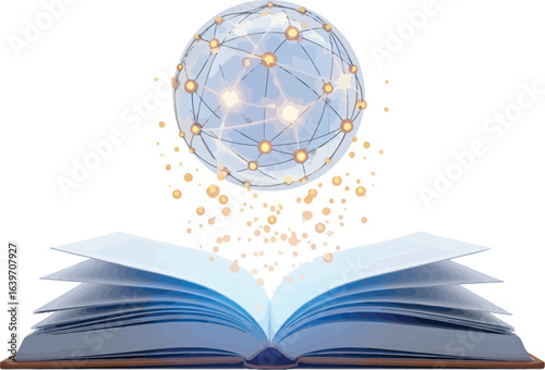 Open book with global network for knowledge and information