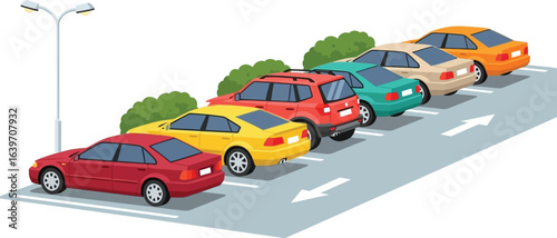 Parking lot with cars illustration parking space availability
