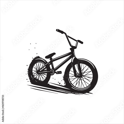 Stylish Black BMX Bicycle Illustration with Motion Blur.