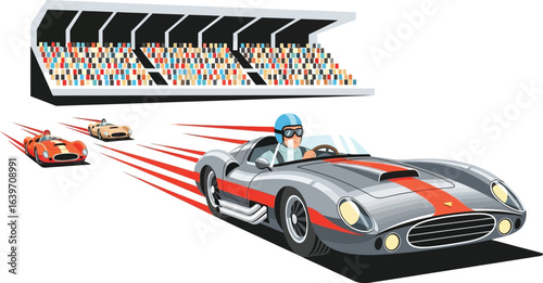 Vintage race car racing event vector illustration design