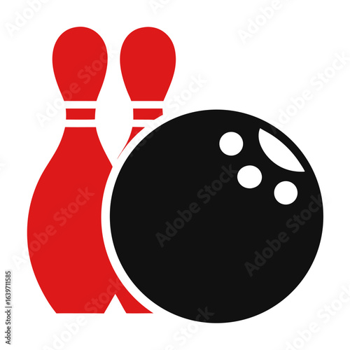 vector bowling ball and pins on white