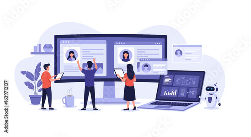 Collaborative digital workspace promoting teamwork and technological integration