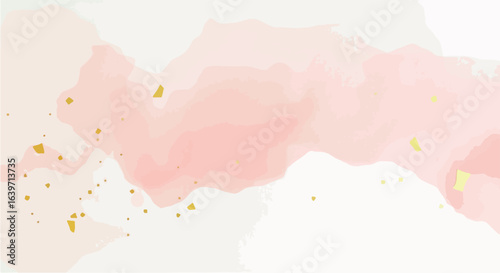 Elegant pink watercolor background with soft gold splashes, perfect for wedding invitations, greeting cards, and luxury stationery designs