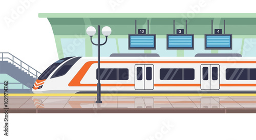 Modern train station platform illustration travel transportation
