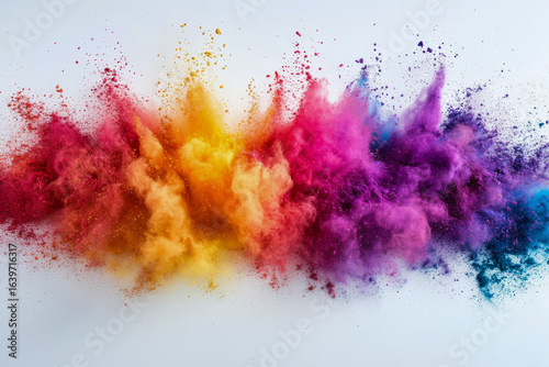 Wallpaper Mural A mix of colorful powdered pigments bursts into the air, showcasing vibrant oranges, pinks, purples, and yellows at an art event Torontodigital.ca