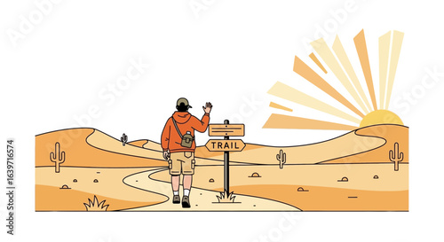 Adventures Await: Desert Trail Wanderer's Illustrated Expedition into the Sunset