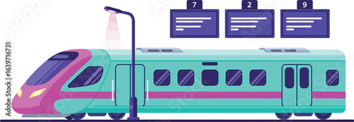 Modern train illustration for travel and transportation design