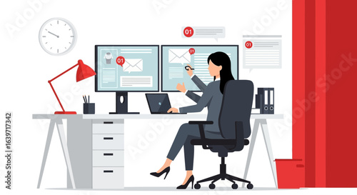 Streamlined productivity: A depiction of efficiency in a modern office setting