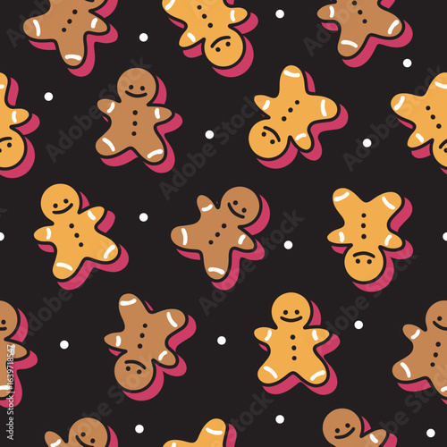 Holiday Sweet Treats Cute Gingerbread Men Pattern. Perfect for Christmas wrapping paper, winter textiles, bakery packaging, and festive holiday designs.