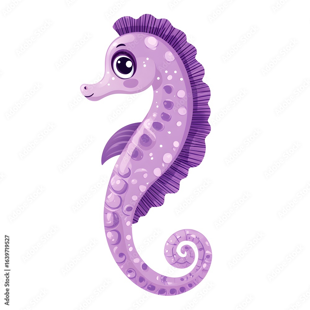 Fototapeta premium Purple seahorse illustration against a white background.
