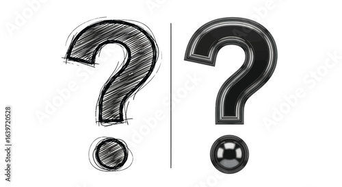Question mark graphic design comparison sketch vs realistic