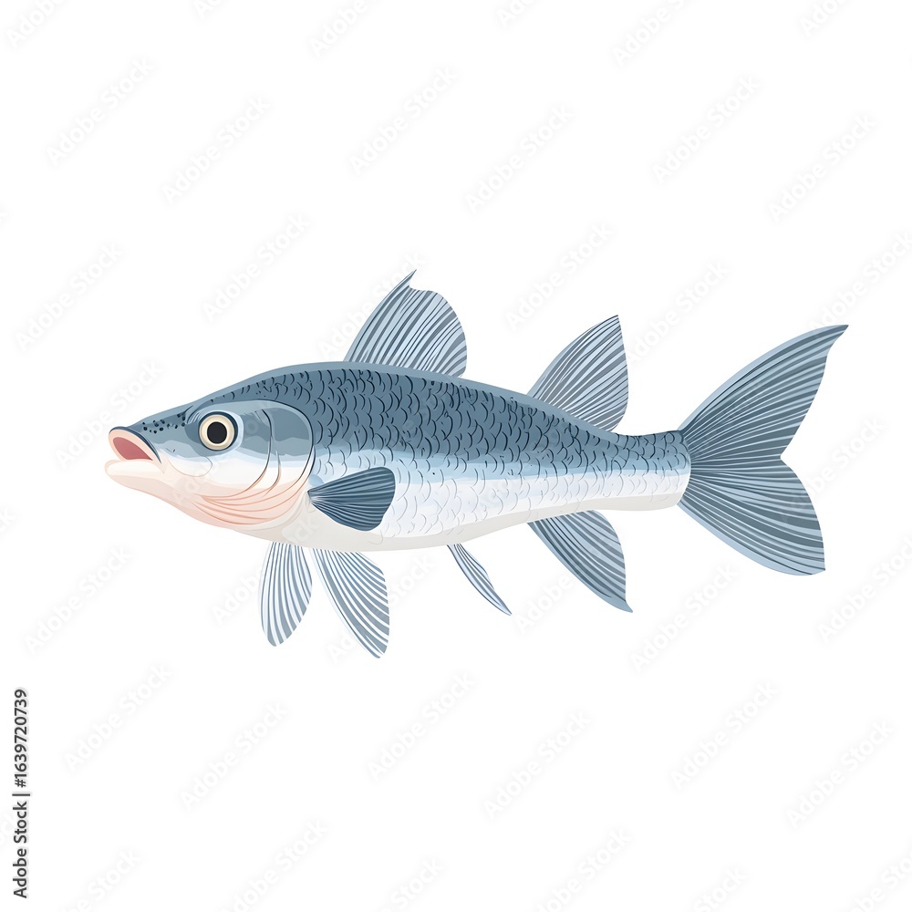 Fototapeta premium Side view of a detailed illustration of a fish.