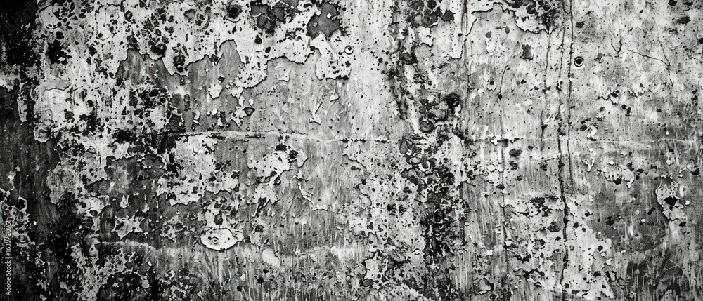 Fototapeta premium Negative monochrome silhouette abstract scratch damage wall background.