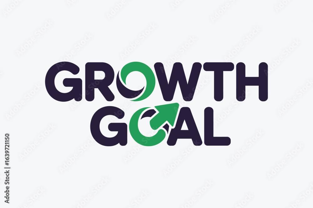 Growth goal logo with green arrow and circle elements on a white background business concept design Growth goal logo with green arrow and circle elements on a white background business concept design