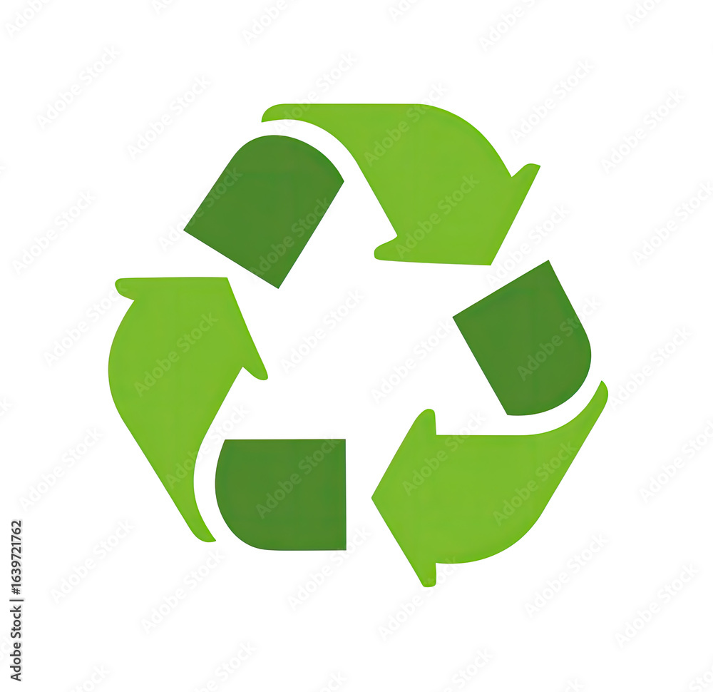 Fototapeta premium Green recycling symbol, circular arrows
