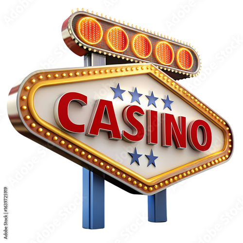 VegasStyle Casino Sign A 3D Render of a Classic Casino Marquee