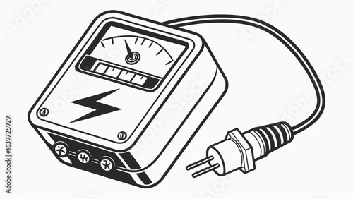 Vintage electrical tester vector illustration for electricity measurement and voltage detection tool design