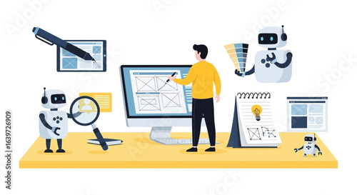 Collaborative digital design process facilitated by automation and ai assistance