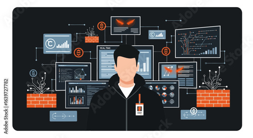 Cybersecurity Specialist Monitoring Real-Time Data Feeds for Network Threats