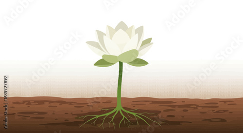 Elegant white lotus illustration symbolizing purity and spiritual awakening