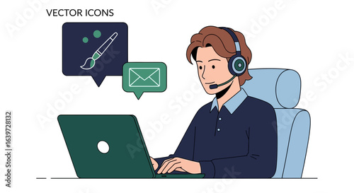 Digital support worker or creative professional with communication tools