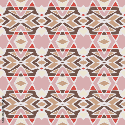 Creative trendy color abstract geometric pattern in  white pink red beige brown, vector seamless, can be used for printing onto fabric, interior, design, textile