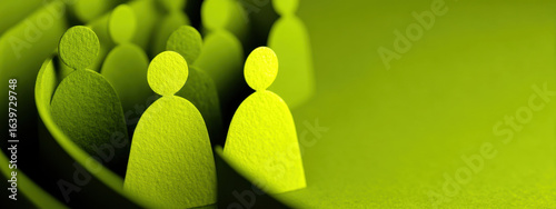 Abstract Group of Yellow People on Green Background