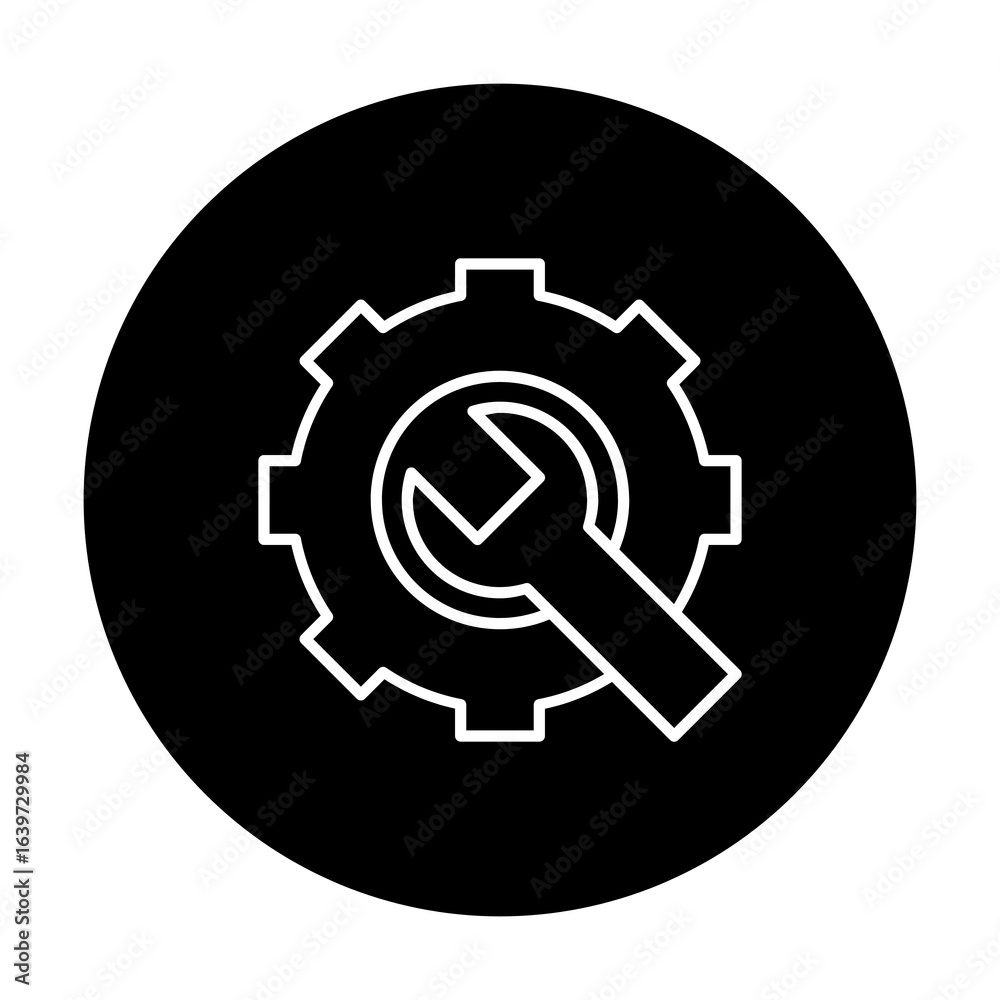 black and white illustration of setting icon black and white illustration of setting icon