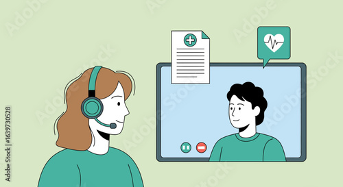 Modern telemedicine concept showing patient and healthcare provider interaction