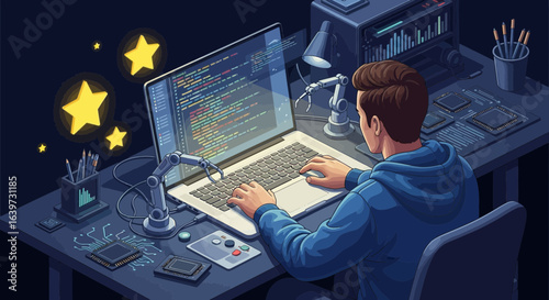 Immersive Workspace: Programmer in the realm of coding and robotics innovation