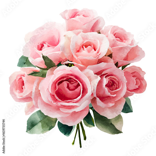 Delicate bouquet of soft pink roses