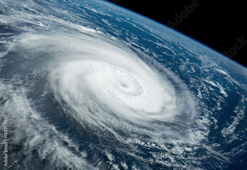 Super Typhoon, tropical storm, cyclone, hurricane, tornado, over ocean. Weather background. Typhoon,  storm, windstorm, superstorm, gale moves to the ground.  Elements of this image furnished by NASA.