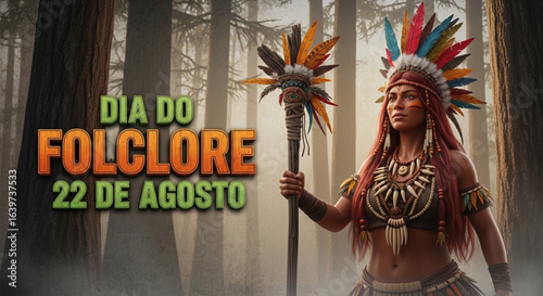 Poster de Ilustração vetorial de Caipora - Folclore Brasileiro