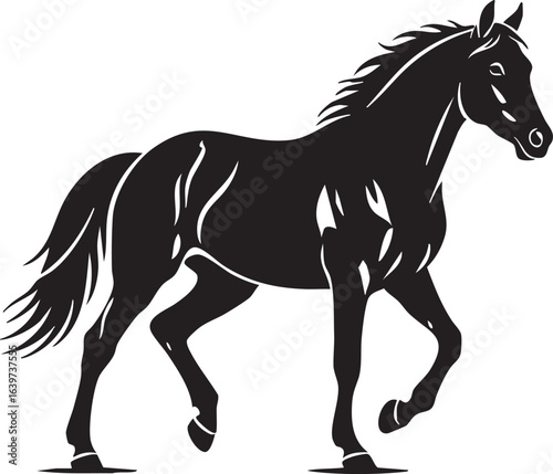 Elegant horse in motion silhouette