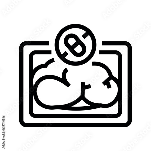 antibiotic free meat black line icon for digital and print projects.  Minimal clean icons for apps and websites.