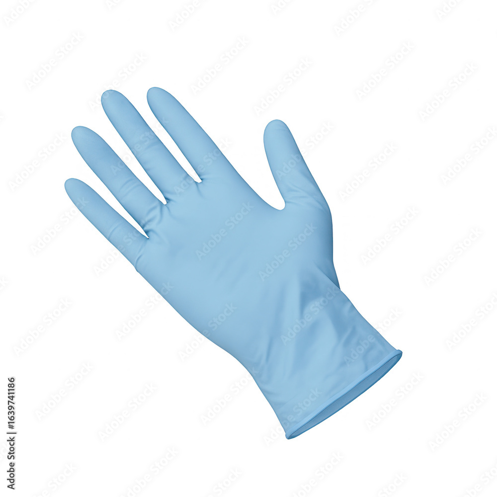 Obraz premium Medical Equipment Set Isolated PNG for Healthcare Content. Blue Latex Glove on Isolated Background for Medical and Cleaning Use in Healthcare Environments