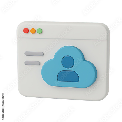 Isolate transparent company cloud-based HR portal icon 3D for employee access Isolate transparent company cloud-based HR portal icon in modern UI PNG die-cut for advertising