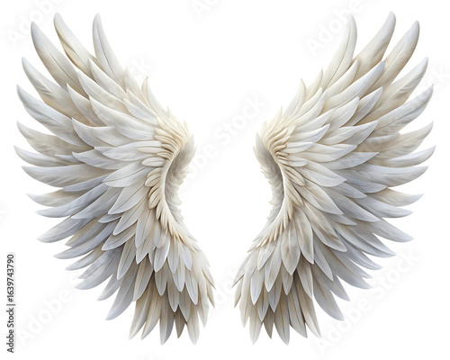 realistic angel wings white wing isolated on white background PNG , AI GENERATED