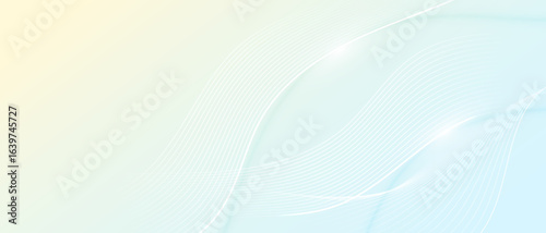 Soft pastel gradient background with flowing white wave lines and copy space.