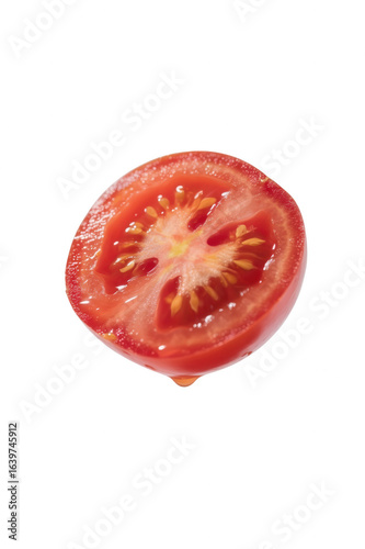 Wallpaper Mural Freshly Cut Half Tomato with Juice Droplet on White Background Torontodigital.ca